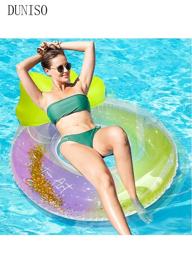 DUNISO Inflatable Pool Float Swimming Ring with Backrest, Large Summer Pool Beach Tube Pool Float Toy Summer Lounge Raft Decorations Party Supplies for Adults - Image 5