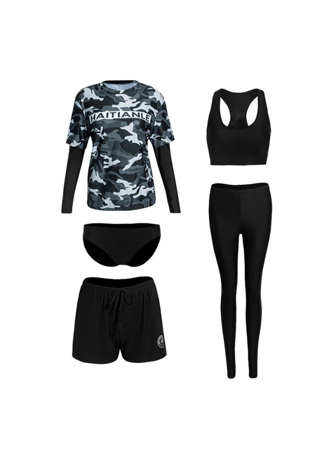 A Generation Of Men's And Women's Swimsuits Split Long Sleeve Pants Suit Fashion Printing European And American Couples Swimwear
