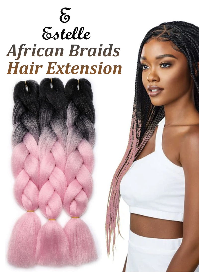 إستيل تصفيف الشعر مع مجموعة متميزة من 3 وصلات شعر تجديل أفريقية ضخمة بطول 82 بوصة لكل شعر مستعار كانيكالون كروشيه ملتوي من ألياف صناعية تتحمل درجات الحرارة العالية للنساء السود - Image 1