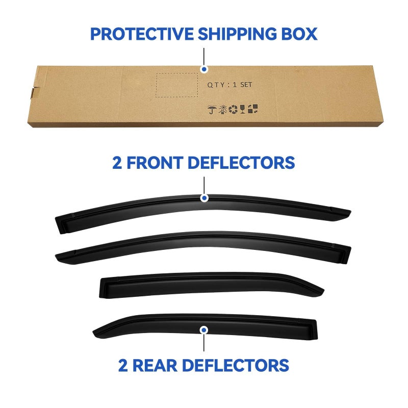 YQAUTEC Window Visors Rain Guards for Toyota Corolla 2014-2019, Out-Channel Window Vent Wind Deflectors Visors Shades for 14-19 Corolla - Image 5
