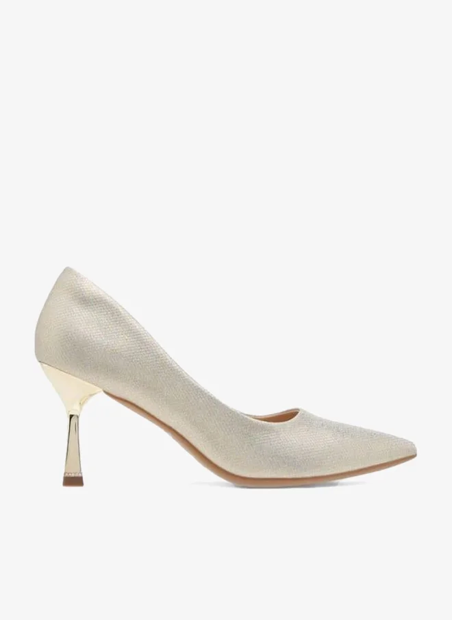 Textured Slip-On Pointed Toe Pumps with Stiletto Heels