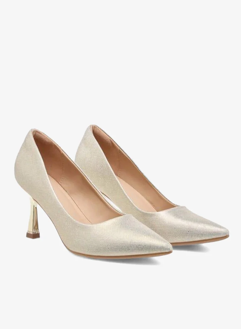 Flora Bella By Shoexpress SILVER Textured Slip-On Pointed Toe Pumps with Stiletto Heels for Women | Best Price UAE