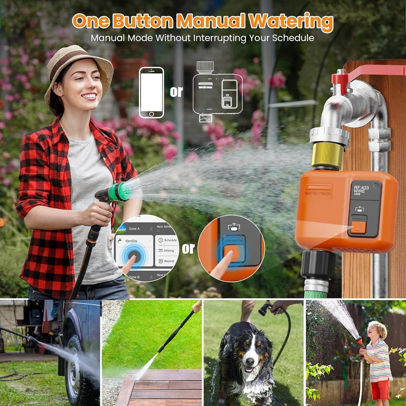 XinFuture WiFi Water Timer for Garden Hose with 984 ft Range,Smart Sprinkler Timer, APP & Remote Control, Voice Control,Rain Delay, Manual Mode Sprinkler System, Lawn Sprinklers for Yard Large - Image 5