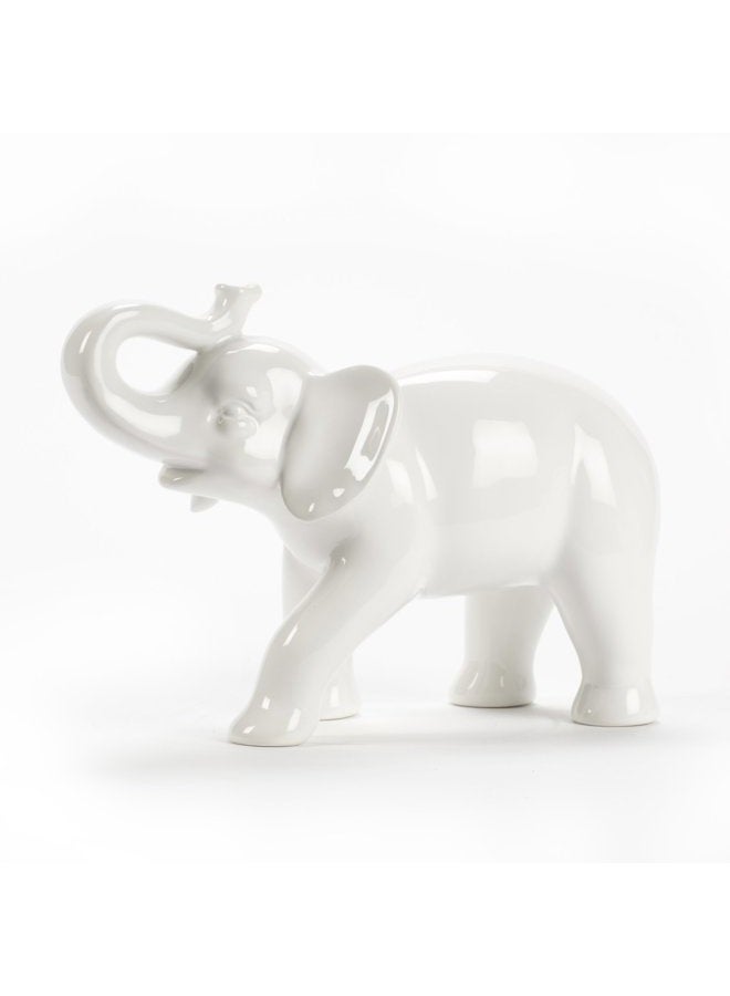 Abbott Collection Ceramic Elephant Figurine, White (Large) - Image 1
