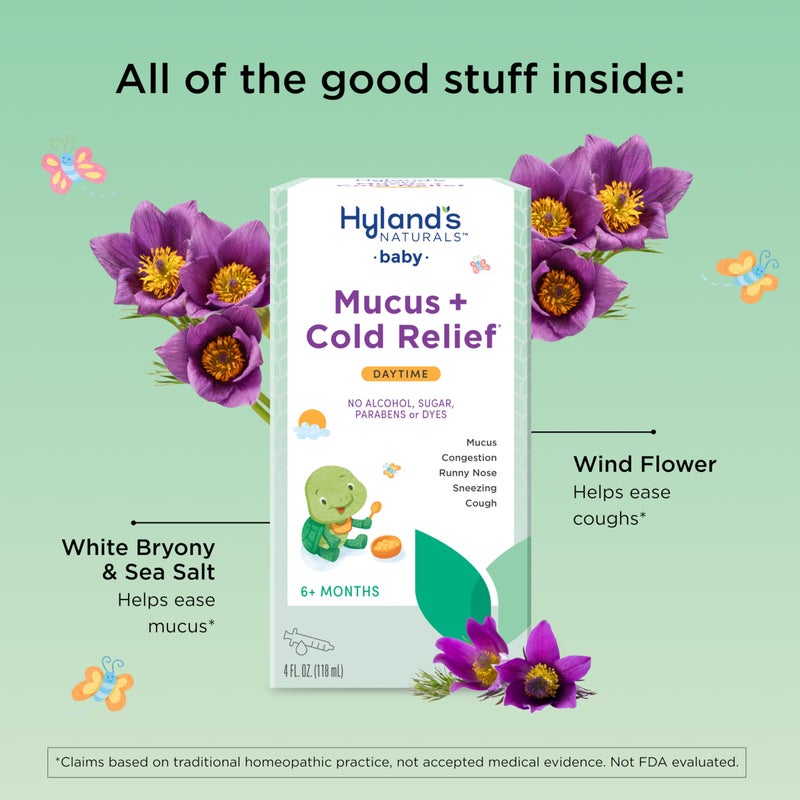 Hyland's دواء هاي لاند للأطفال لتخفيف المخاط والبرد، دواء نهاري للأطفال، علاج البرد والسعال للأطفال، مزيل احتقان، 4 أونصة سائلة - Image 3