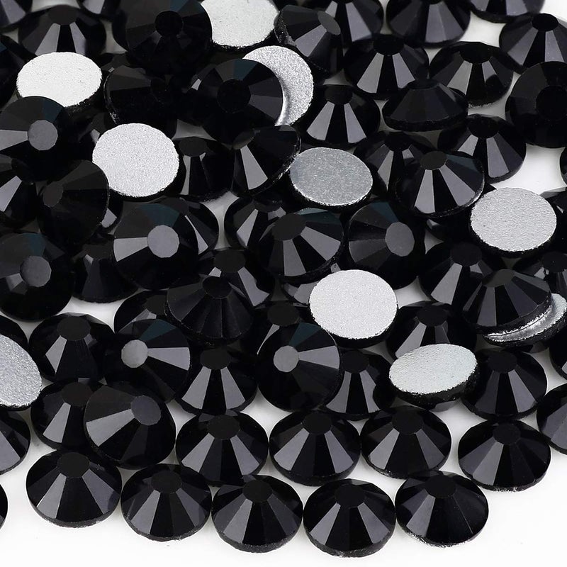 Yantuo Flat Back Rhinestones Jet Black 1440 pcs5 mm ss 20 Glue Fix Rhinestone Diamond Cut GemsRound Non Hotfix Stone for Nail ArtShoes DIY Craft Deacorations