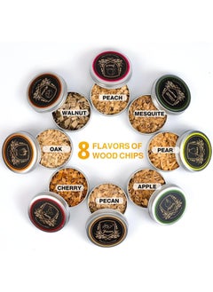 بيوينتي Smoking Wood Chips, 8 Flavors Natural Wood Chips Including Cherry, Apple, Oak, Peach, Walnut, Pear, Pecan, Mesquite for r Gun, Smoking Food Drinks  - Image 1