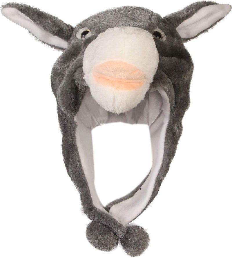 Timiot Cute Plush Animal Character Winter Hat Fun Ski Cap with Detailed Animal Face Long Ear Straps with Pom Pom Ends - Image 2