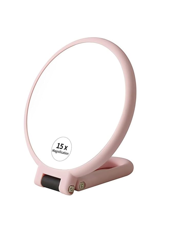 erorex 15X Magnifying Handheld Mirror Travel Folding Portable Hand Held Mirror Double Sided Pedestal Makeup Mirror With 1 15X Magnification - Image 1