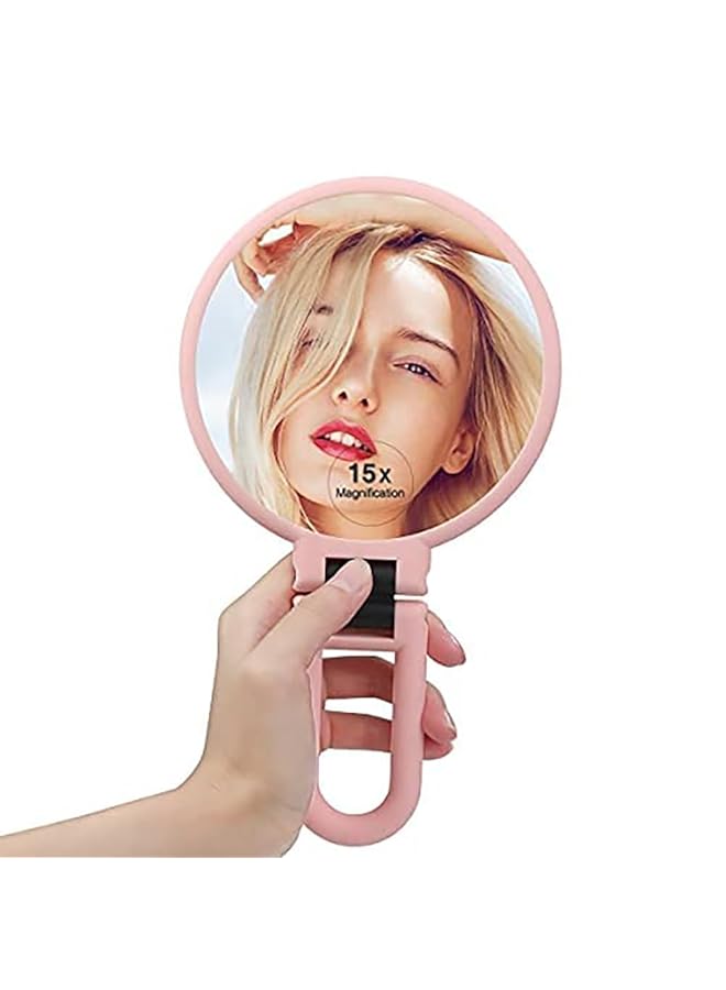 erorex 15X Magnifying Handheld Mirror Travel Folding Portable Hand Held Mirror Double Sided Pedestal Makeup Mirror With 1 15X Magnification - Image 4