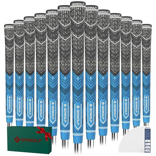 Gowolf Golf Grip Cord Rubber Multi-compound Golf Driver Irons Club Choose 13 Grips with 15pcs Tapes Or Full Kit choose one (Blue, Standard) - Image 1