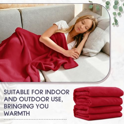 SmoothNovelty 18 Pieces Throw Blankets Bulk 50 x 60 Inch Soft Warm Lightweight Fleece Flannel Blankets Bulk for Homeless Cold Weather Wedding Guests Gifts Home Couch Sofa Bed(Wine Red) - Image 3