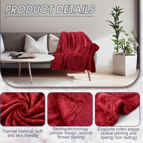 SmoothNovelty 18 Pieces Throw Blankets Bulk 50 x 60 Inch Soft Warm Lightweight Fleece Flannel Blankets Bulk for Homeless Cold Weather Wedding Guests Gifts Home Couch Sofa Bed(Wine Red) - Image 5