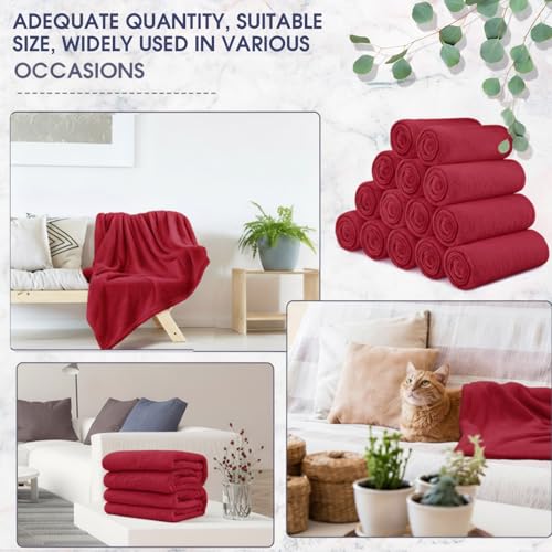 SmoothNovelty 18 Pieces Throw Blankets Bulk 50 x 60 Inch Soft Warm Lightweight Fleece Flannel Blankets Bulk for Homeless Cold Weather Wedding Guests Gifts Home Couch Sofa Bed(Wine Red) - Image 4