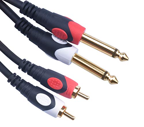 Devinal 1/4 to RCA Cable, Dual RCA to Dual 1/4 TS Interconnect Cable, Double 6.35mm Mono to 2 RCA/Phono Stereo Patch Cable Cord Adapter 25 Foot (7.5 Meters) - Image 1