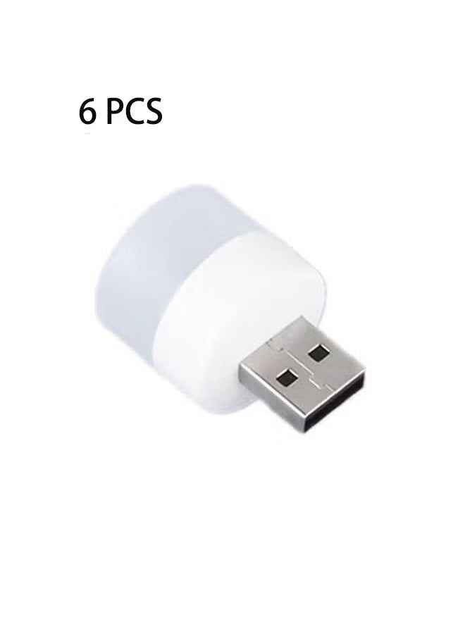 6 PCS LED Night Light Bulb USB Type White Colour New, Car USB Night Light, LED Toilet Light, Nite Light Bulb Baby, Bright Night Light for Kids bedroom, Usb Mini Light LED White Light and Yellow Light - Image 1