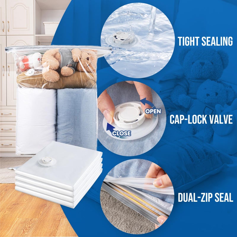 TAILI 8 Pack Vacuum Storage Bags for Comforter and Blankets, Jumbo Vacuum Seal Bags for Bedding 40x31 Inch, Space Saver Bags for Clothes, Pillows, Saving More Closet Space - Image 5