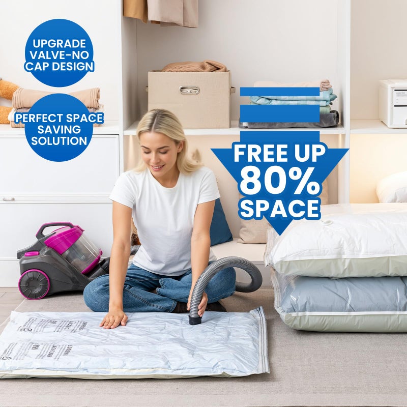 TAILI 8 Pack Vacuum Storage Bags for Comforter and Blankets, Jumbo Vacuum Seal Bags for Bedding 40x31 Inch, Space Saver Bags for Clothes, Pillows, Saving More Closet Space - Image 2