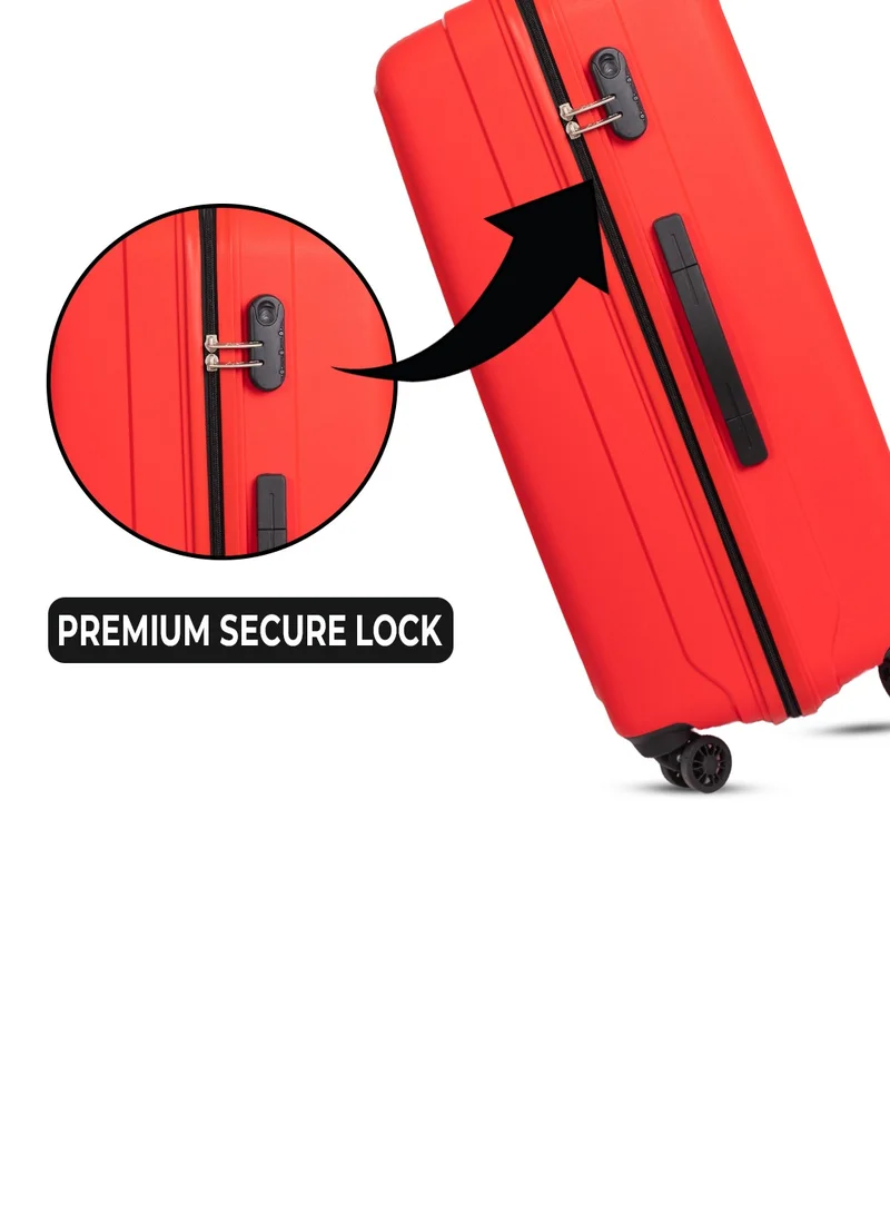 Skybags ZAP Set of 3 Luggage Trolley| Hardcase Polypropylene Material| 3-Digit Combination Lock | 360° Degree Wheel Rotation| Cabin-20 Inch, Medium- 24 Inch, Large-28 Inch- Red