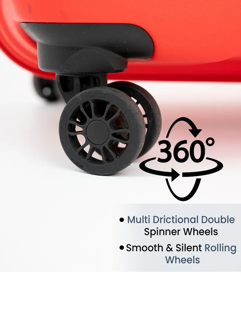 Skybags ZAP Set of 3 Luggage Trolley| Hardcase Polypropylene Material| 3-Digit Combination Lock | 360° Degree Wheel Rotation| Cabin-20 Inch, Medium- 24 Inch, Large-28 Inch- Red
