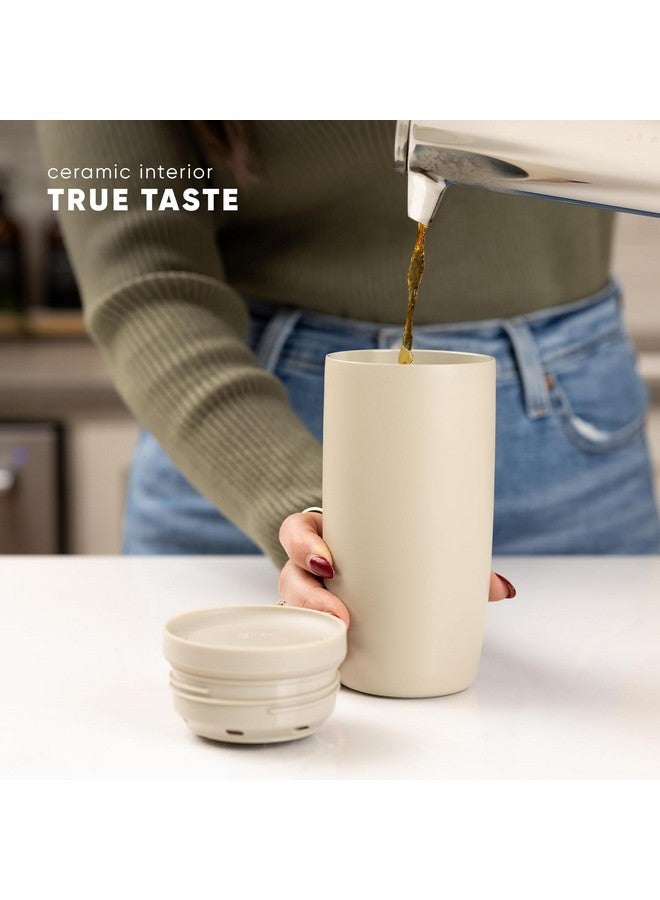 Simple Modern Travel Coffee Mug Tumbler with 360° Lid | Ceramic-Lined Insulated Stainless Steel Cold Brew Iced Coffee Cup | Gifts for Women Men Her Him | Voyager Signature | 16oz | Sea Glass Sage - Image 4