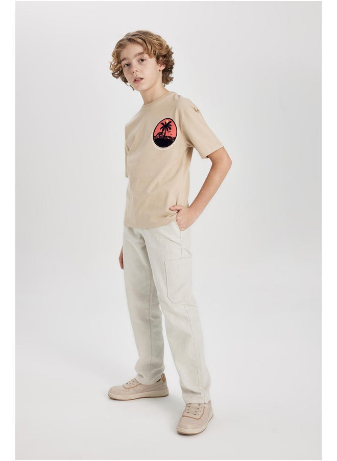 DeFacto - Boy Oversize Fit Crew Neck Knitted Short Sleeve T-Shirt - Image 1