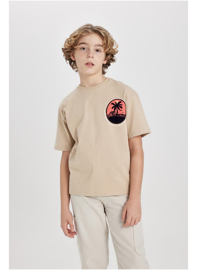 DeFacto - Boy Oversize Fit Crew Neck Knitted Short Sleeve T-Shirt - Image 1