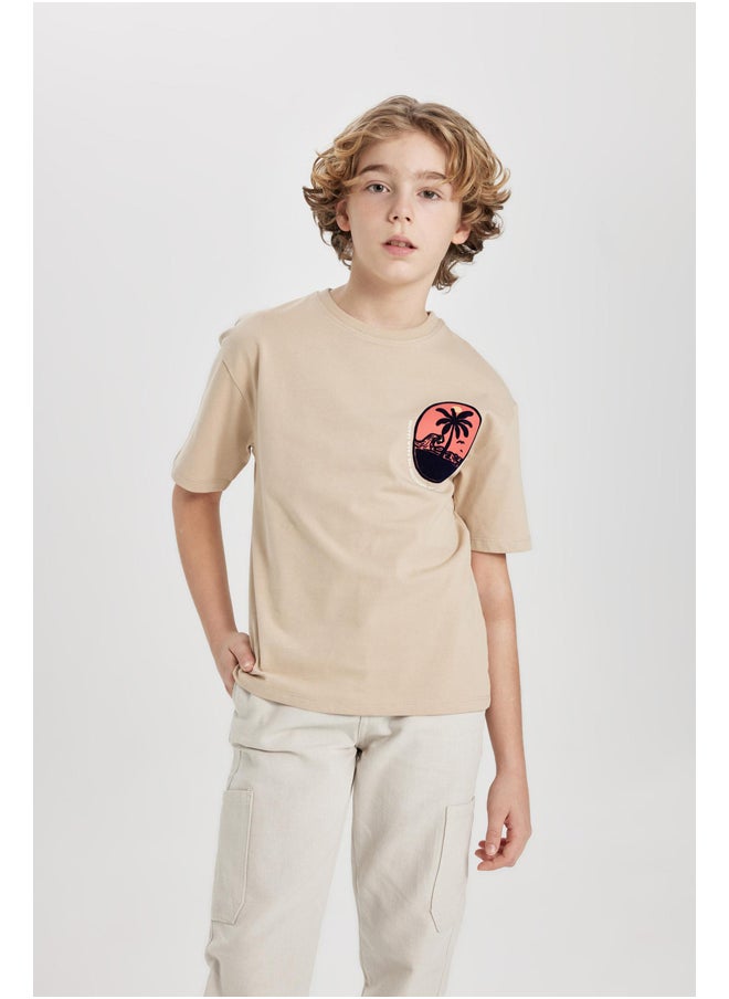 DeFacto - Boy Oversize Fit Crew Neck Knitted Short Sleeve T-Shirt - Image 1