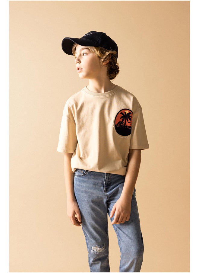 DeFacto - Boy Oversize Fit Crew Neck Knitted Short Sleeve T-Shirt - Image 1