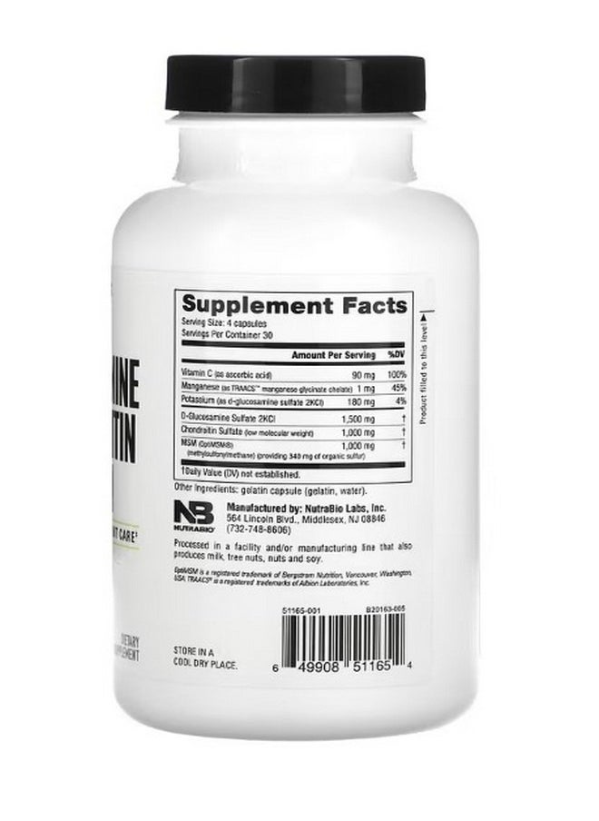 NutraBio - Glucosamine Chondroitin and MSM 120 Capsules - Image 1