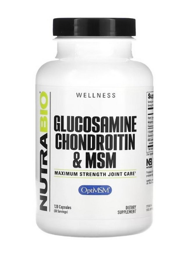 NutraBio - Glucosamine Chondroitin and MSM 120 Capsules - Image 1