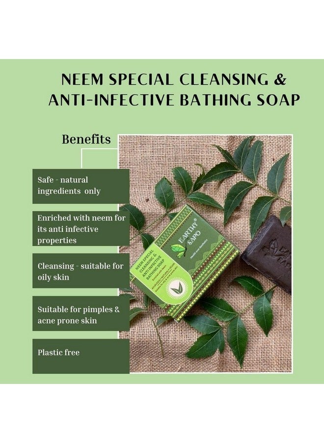 Earthy Sapo Handmade Neem Special Cleansing & Anti Infective Bathing Soap, 100G, Pack Of 1 - Image 4