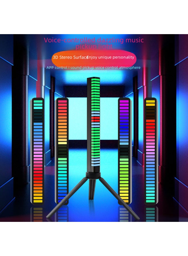 Loquat Rgb Sound-activated Desktop Atmosphere Led Computer Car Spectrum Music Rhythm Cool 3d Sound-picking Lamp-Color:D08-32 Lamp Beads-APP-Silver-Size:5V (battery) - Image 2