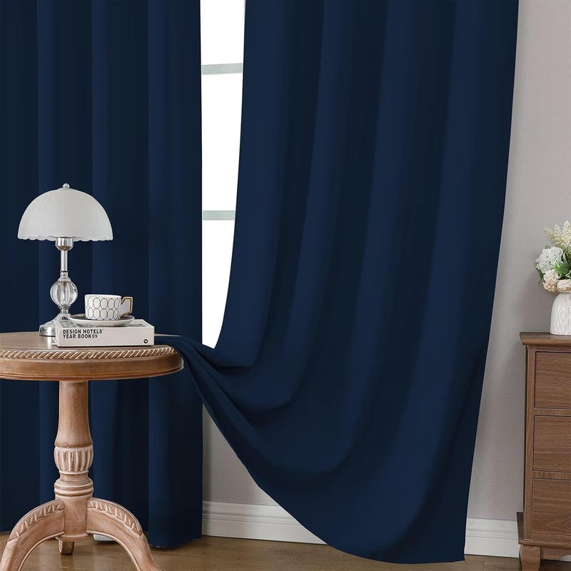 Joydeco Blackout Curtains 96 Inches Long, Thermal Insulated Black Out Curtains 2 Panels Set for Bedroom, Room Darkening Drapes for Living Room Window (W52 x L96 Inch, Navy Blue) - Image 5