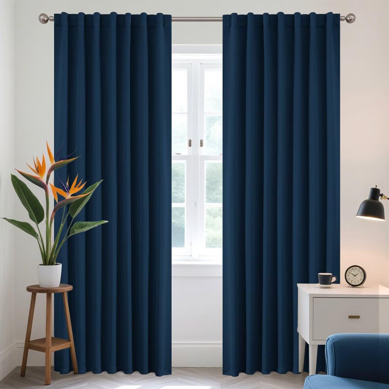 Joydeco Blackout Curtains 96 Inches Long, Thermal Insulated Black Out Curtains 2 Panels Set for Bedroom, Room Darkening Drapes for Living Room Window (W52 x L96 Inch, Navy Blue) - Image 1