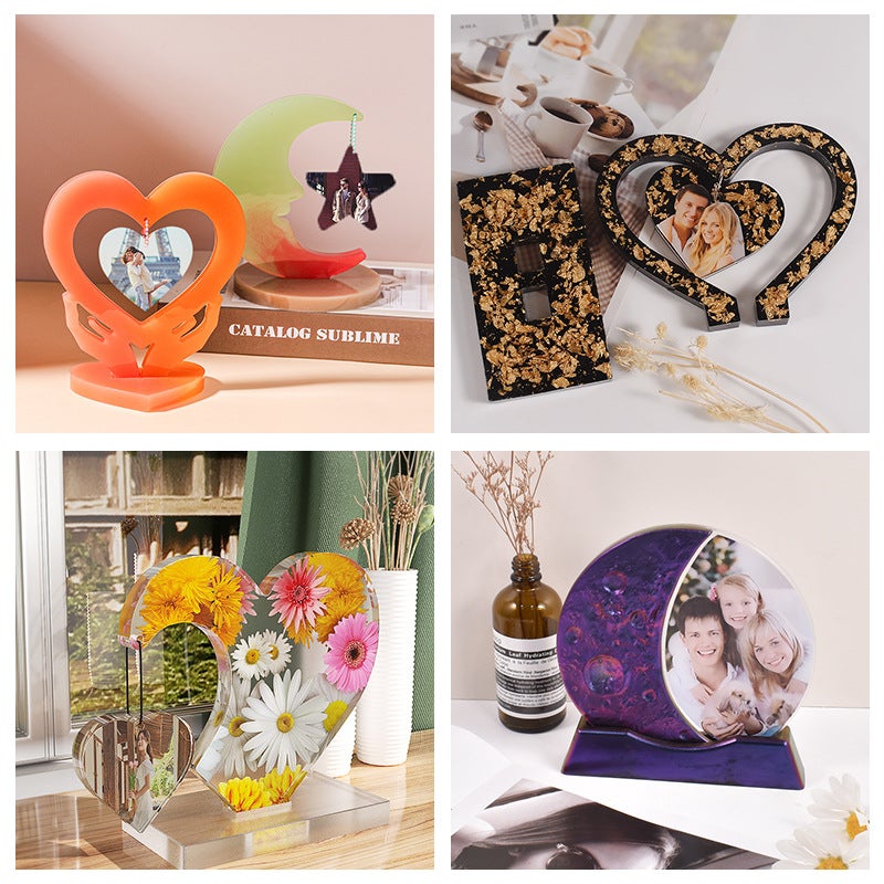 Glue Dropping Mirror Po Frame Ornaments Mirror Multi-Style Large Small Size Love Square Combination Po Frame Silicone Mold - Image 3