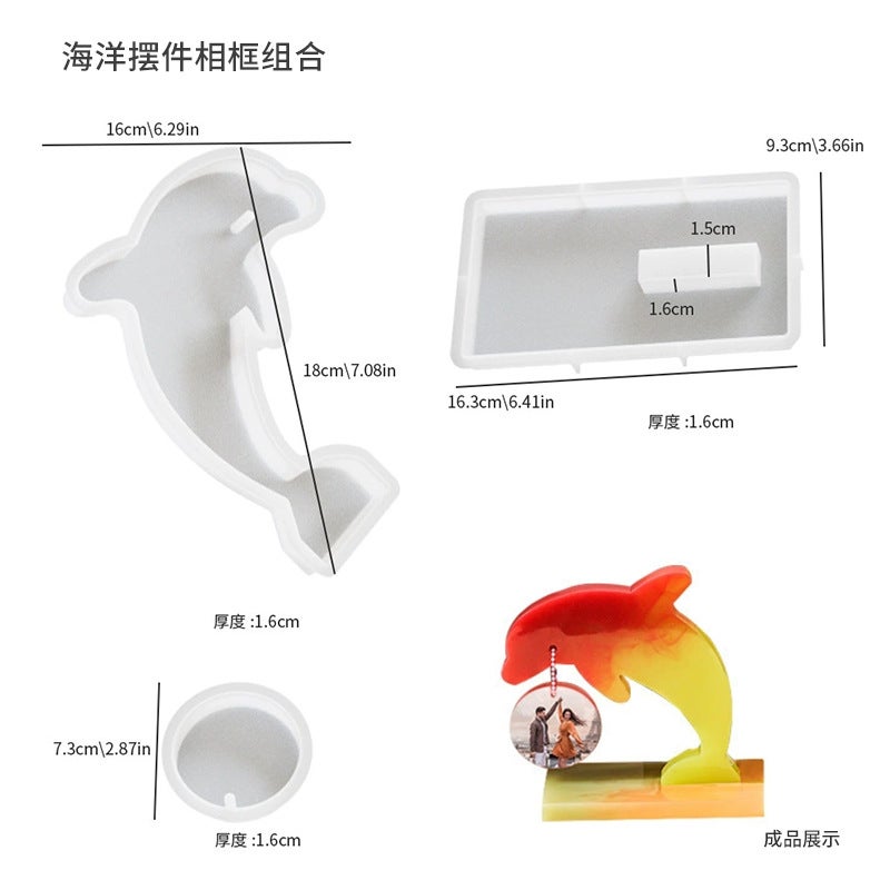 Glue Dropping Mirror Po Frame Ornaments Mirror Multi-Style Large Small Size Love Square Combination Po Frame Silicone Mold - Image 1