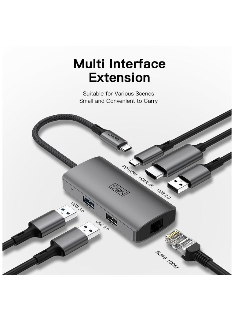 MMG 6 in 1 USB C Hub with 100W PD Charging, Type C to HDMI 4K 30Hz Adapter, USB Hub 3.0 5Gbps Data Transfer Ports, Compatible for MacBook Pro/Air 2023 M2/M1, iPad Pro/Air, HP, Dell, ASUS, Lenovo, etc  - Image 2