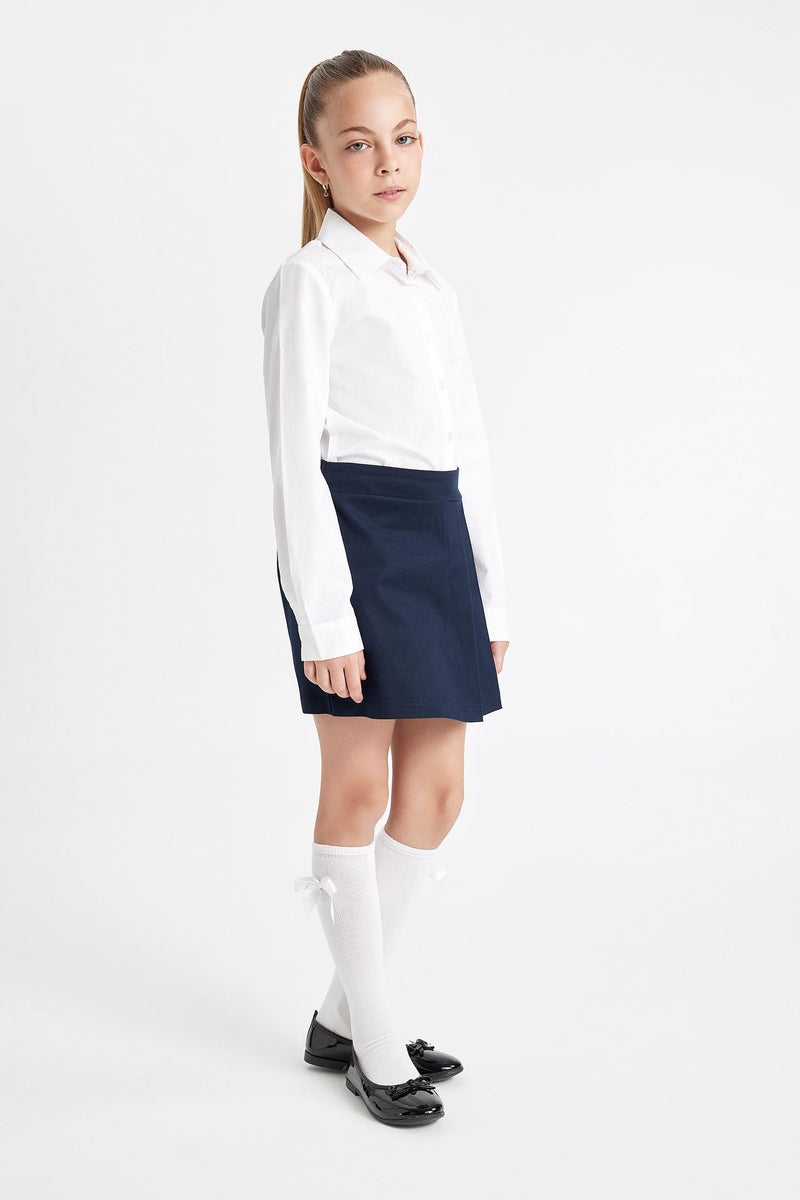 DeFacto Blue Girl Girl Navy Gabardine Pleated School Skirt Casual - Image 2