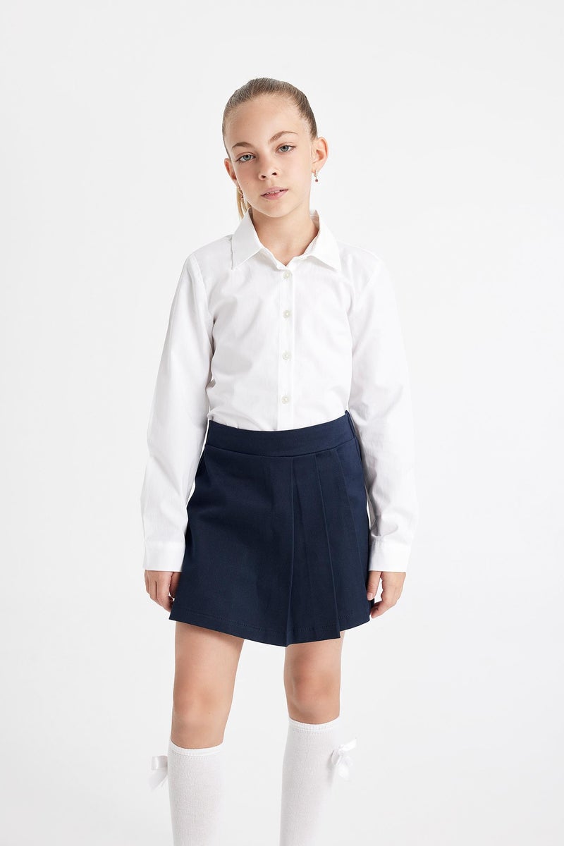DeFacto Blue Girl Girl Navy Gabardine Pleated School Skirt Casual - Image 3