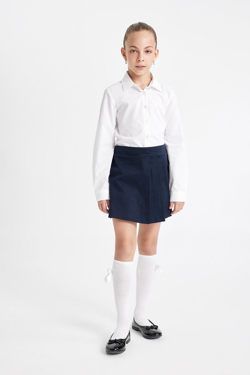 DeFacto Blue Girl Girl Navy Gabardine Pleated School Skirt Casual - Image 1