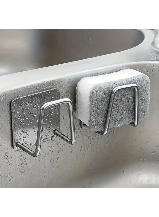 2pcs Stainless Steel Wall Mounted Kitchen Organizer No Drill Adhesive Mount - Image 1