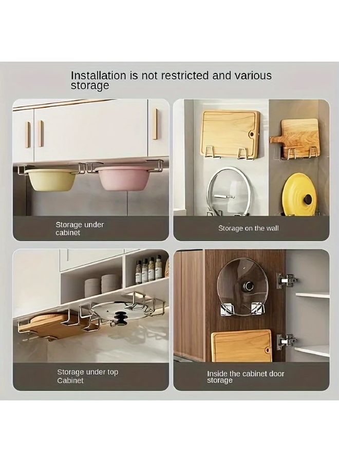 2pcs Stainless Steel Wall Mounted Kitchen Organizer No Drill Adhesive Mount - Image 5