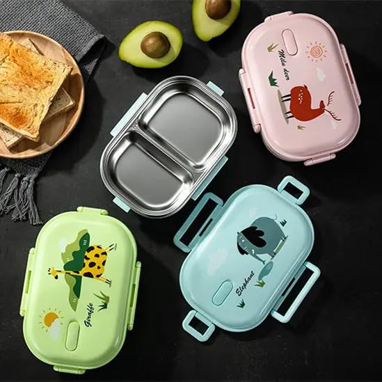 QLECT Kids Star Stainless Steel Lunch Box for Kids Adults PUF Insulation Keeps Food Warm Food Grade Bpa Free 2 Compartments with Locking Lid and Steam Valve Spill Leak Proof700ml Printed Blue - Image 5