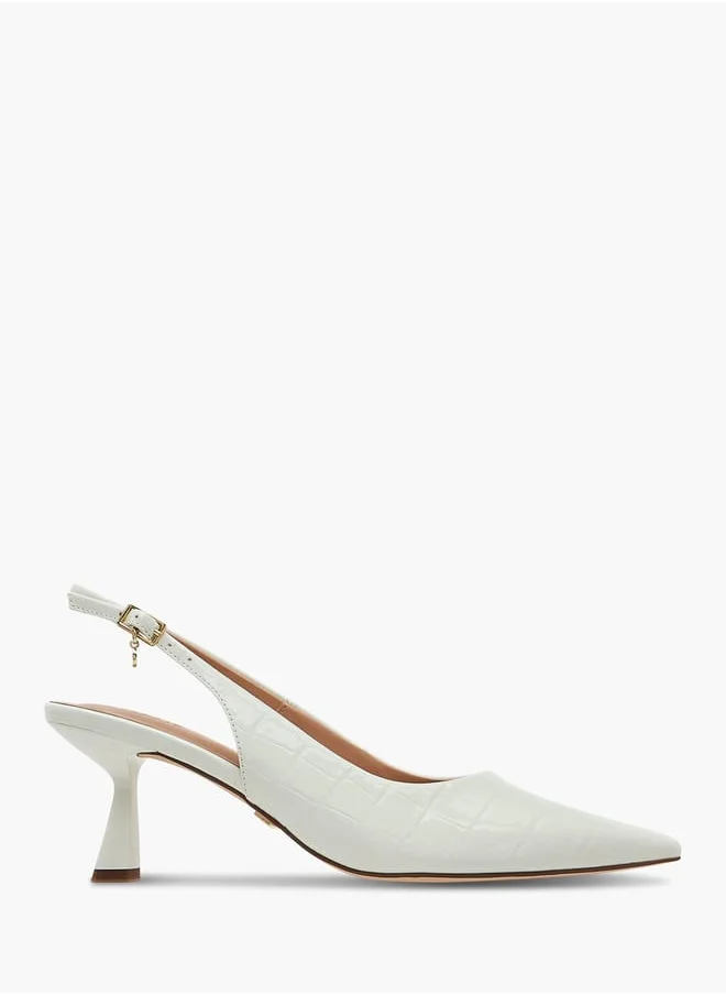 سيليست Womens Textured Slingback Shoes With Flared Heels