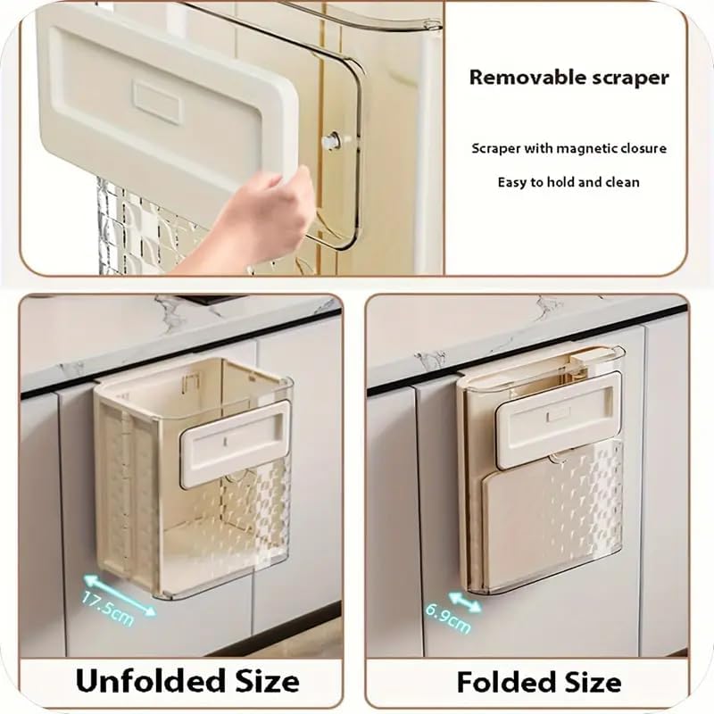 CHIRANSI Foldable Hanging Trash Bin Wall Mounted Small Garbage Can Trash Can For Kitchen Cabinet Door Or Under Sink Bathroom Living Room Office Food Waste Bin Trash Can - Image 4