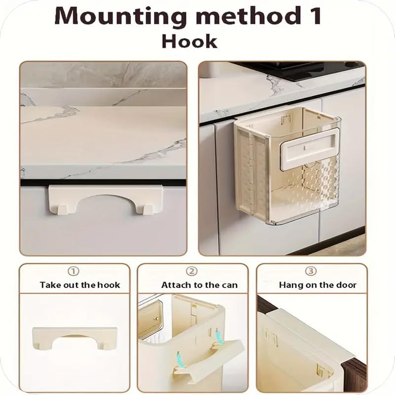 CHIRANSI Foldable Hanging Trash Bin Wall Mounted Small Garbage Can Trash Can For Kitchen Cabinet Door Or Under Sink Bathroom Living Room Office Food Waste Bin Trash Can - Image 5