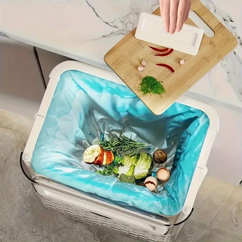 CHIRANSI Foldable Hanging Trash Bin Wall Mounted Small Garbage Can Trash Can For Kitchen Cabinet Door Or Under Sink Bathroom Living Room Office Food Waste Bin Trash Can - Image 3