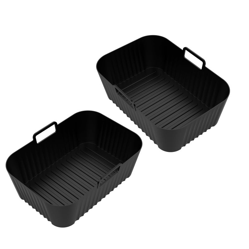 2 Pack Silicone Basket Liners Oven Safe Air Fryer Cooking Mats Rectangular Shape - Image 2