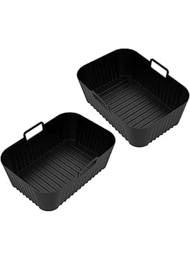 2 Pack Silicone Basket Liners Oven Safe Air Fryer Cooking Mats Rectangular Shape - Image 1